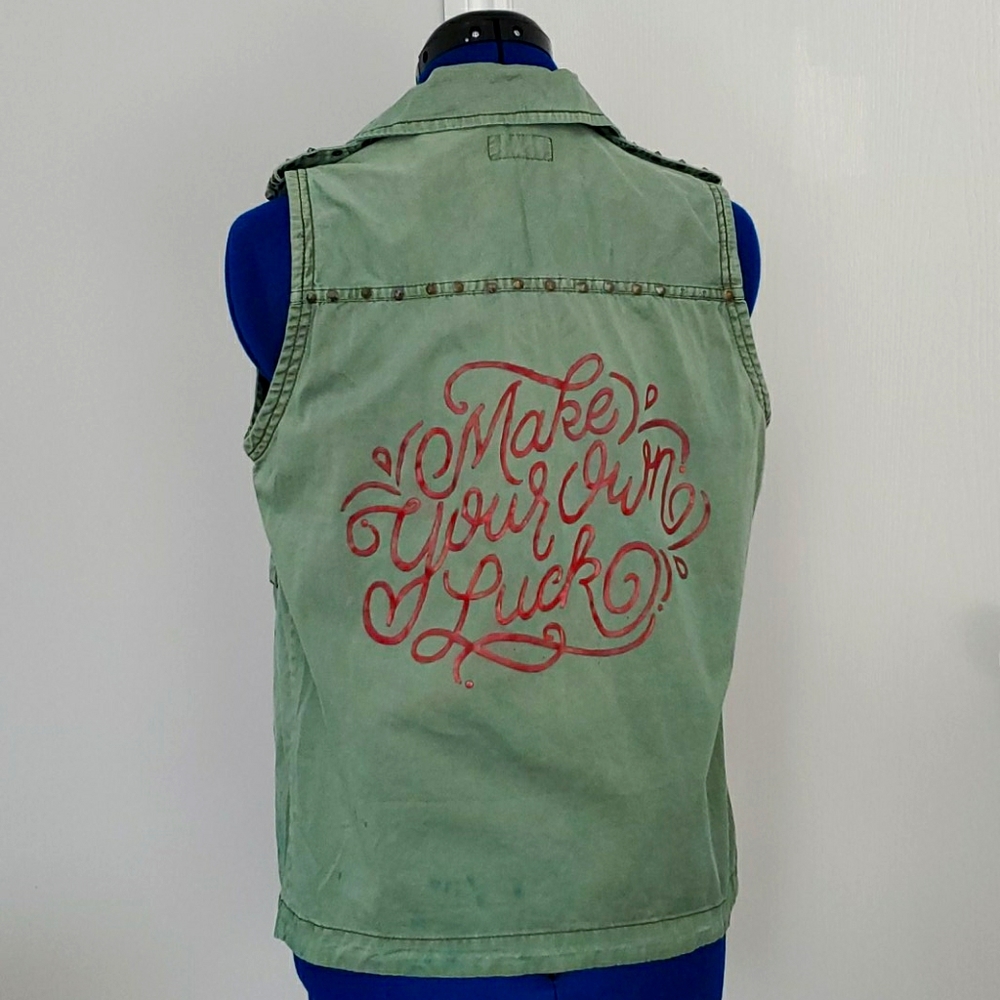 Upcycled hand painted punk vest